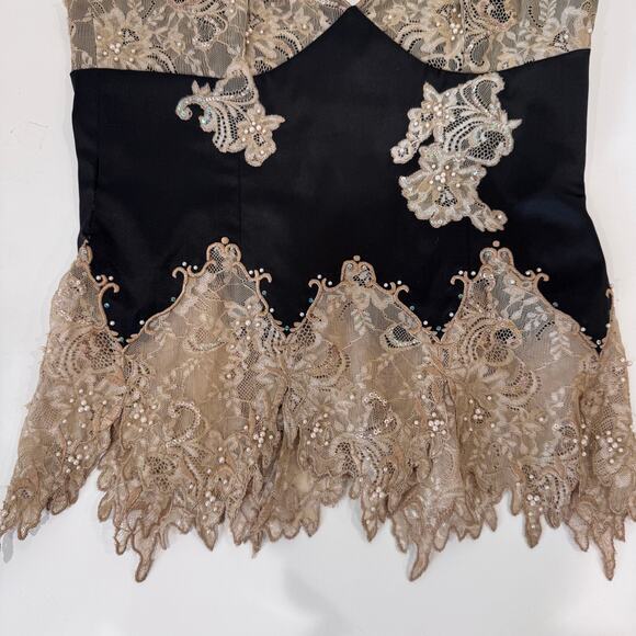 Mandalay Navy Top & Skirt Set w/ lace, pearls, beads, sequence, size 8 - Picture 12 of 14